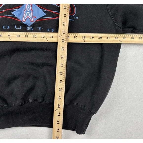 Vintage Logo 7 Houston Oilers NFL Sweatshirt Black Crewneck Size M 90s Retro